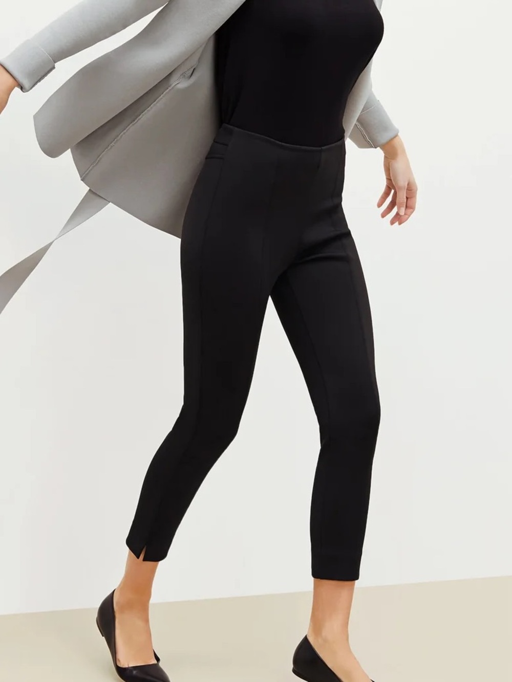 MM.LaFleur The Shaw Pant- Scuba Black Ponte Ankle Pants High-Rise Crop